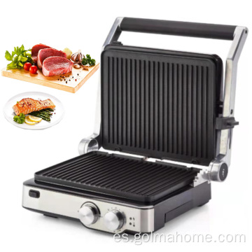 2021 Nueva cocina de acero inoxidable Parrilla eléctrica de acero inoxidable Contacto Grill Panini Sandwich Maker Toster BBQ Grills
